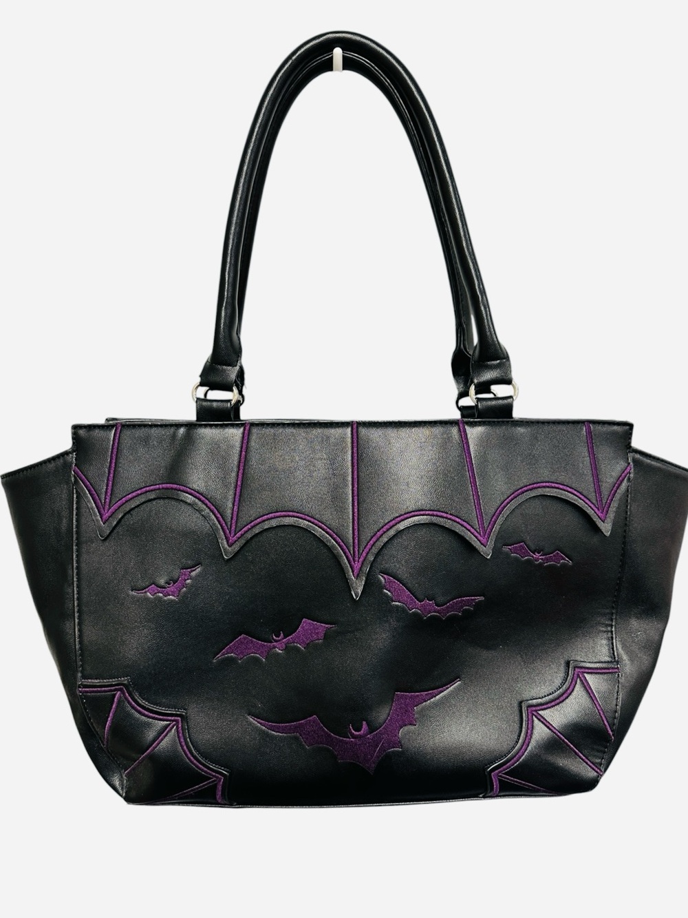 Banned Alternative Black Purple Faux Leather Bat Wing Gothic Handbag
